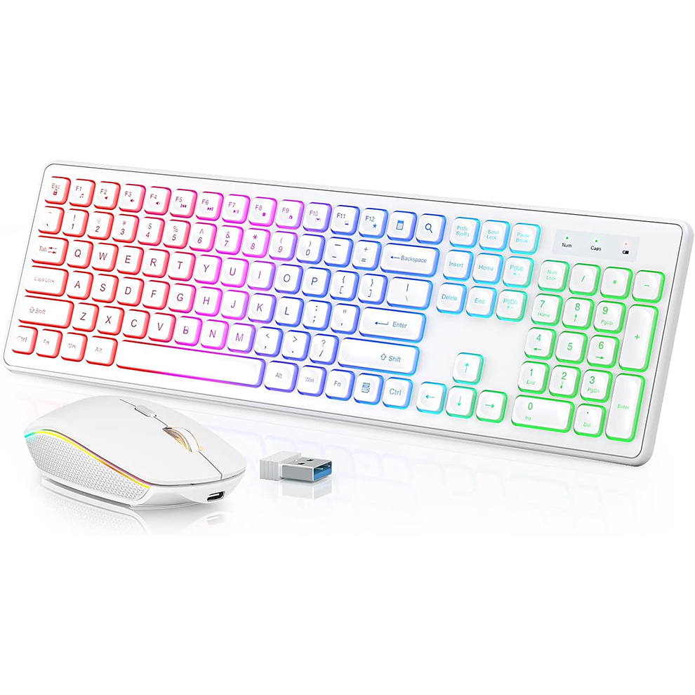 Gaming Keyboard Mouse Combo - Backlit Wireless Keyboard and Mouse,Quiet Light