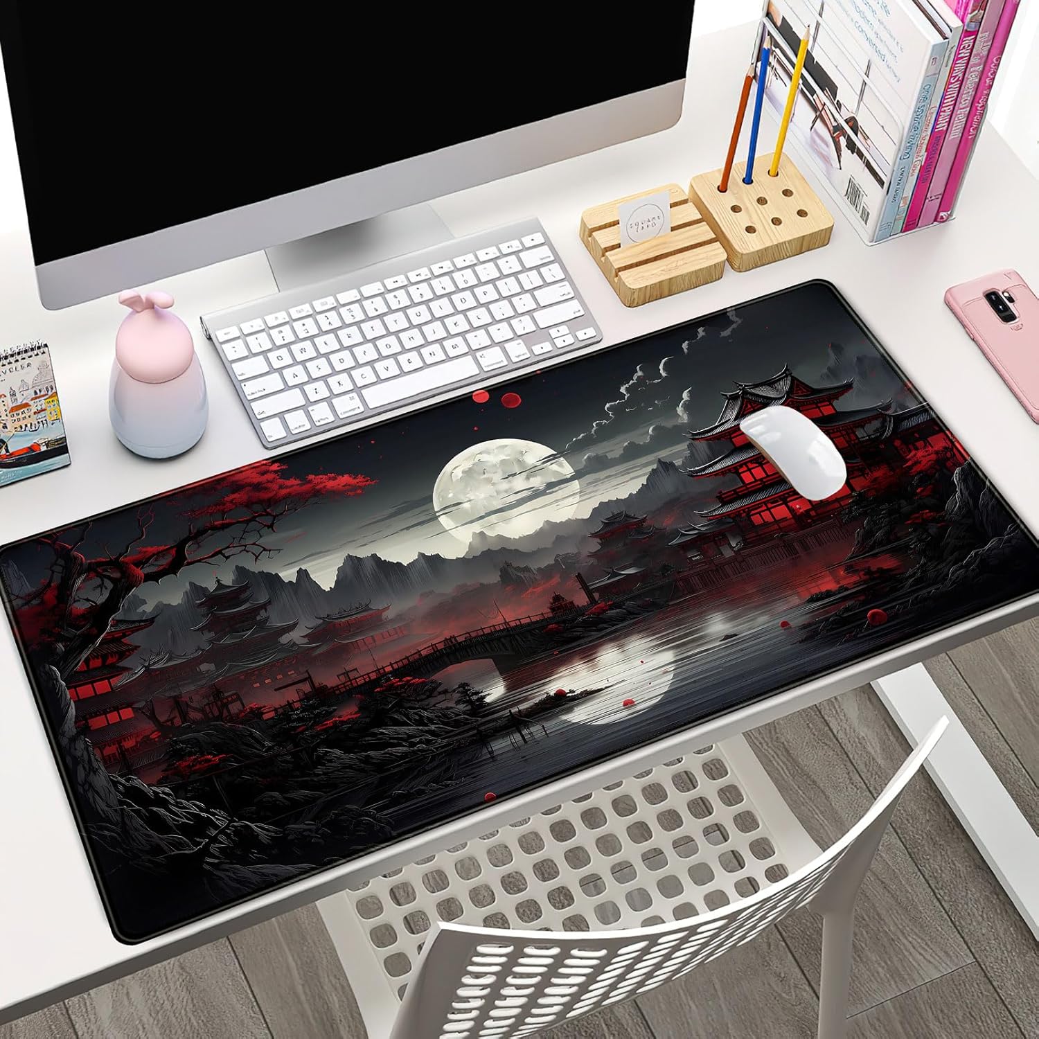 Japanese Desk Mat Riverside Fu - Gaming Keyboard Mouse review and price