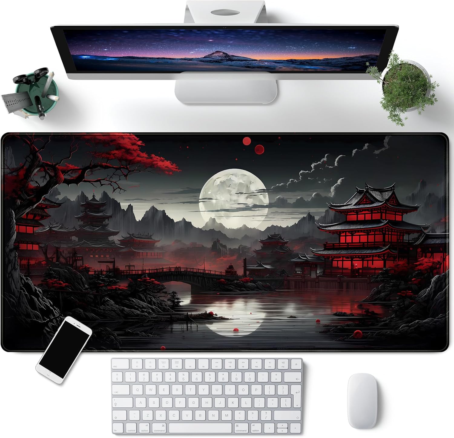 Japanese Desk Mat Riverside Fu - Gaming Keyboard Mouse review and price