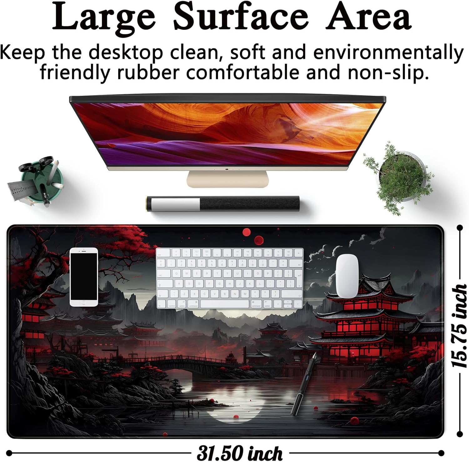 Japanese Desk Mat Riverside Fu - Gaming Keyboard Mouse review and price