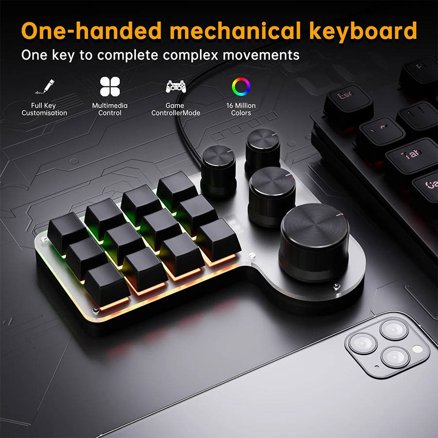 12 Keys 4 Knobs Programming Ma - Gaming Keyboard Mini Mechanical review and price