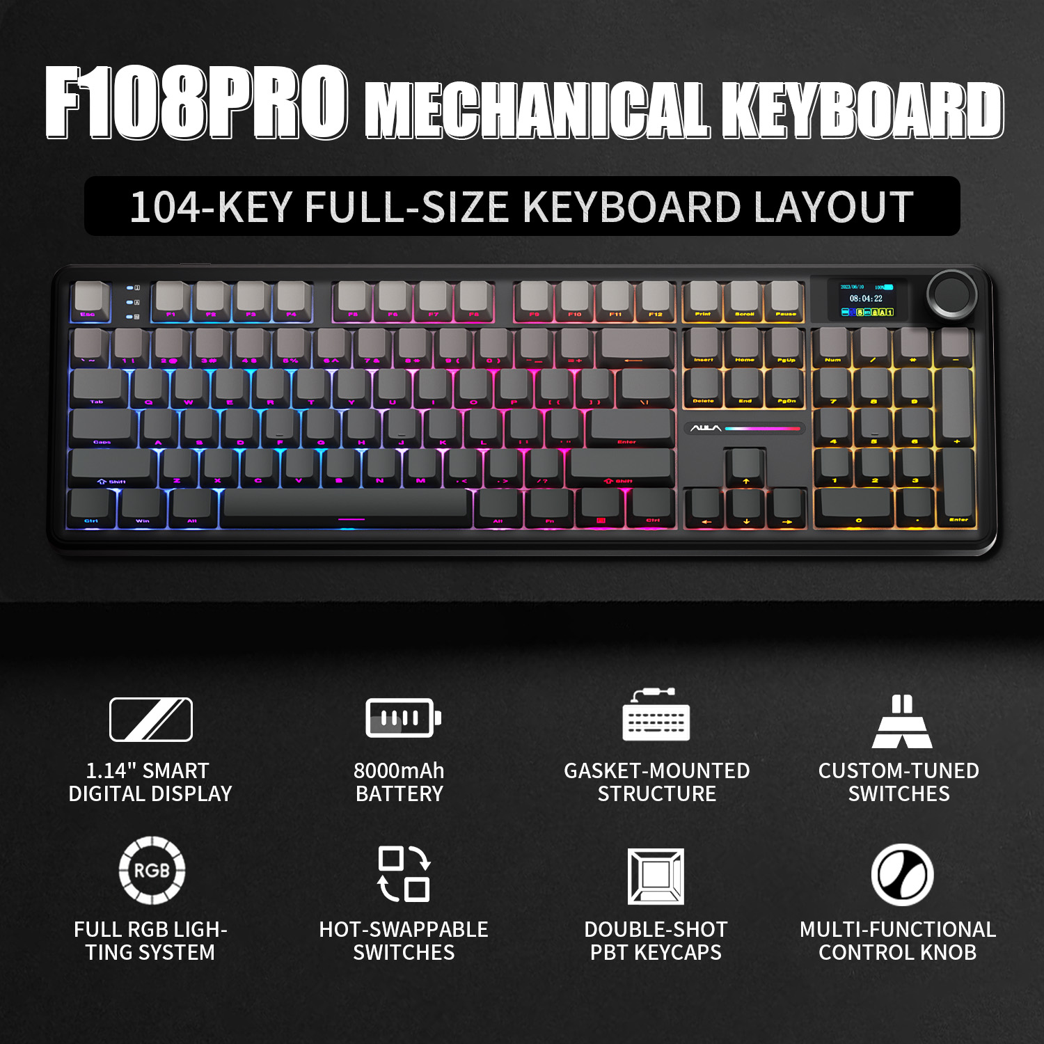 AULA F108 PRO Mechanical Keybo - Gaming Keyboard No Rgb review and price